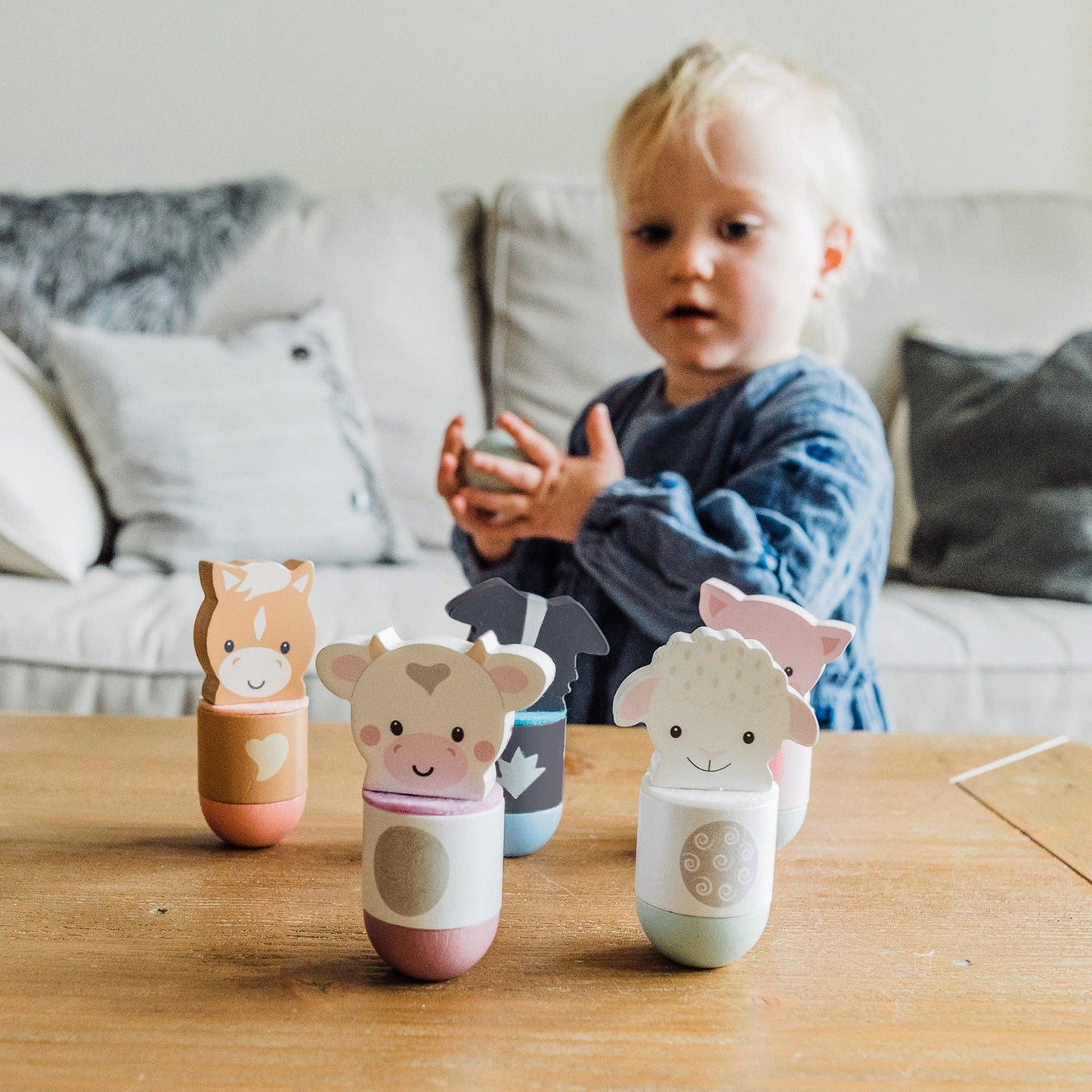 Farmyard Animal Skittles Wooden Toy