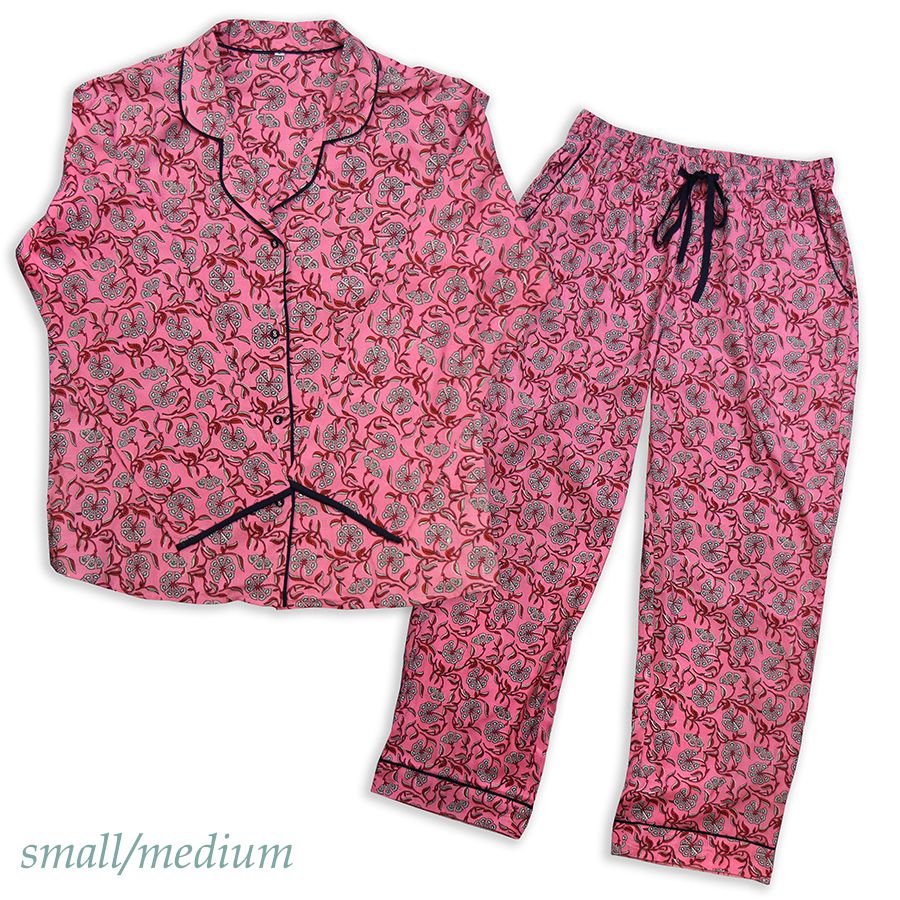 Peace of Mind Pink mix floral print luxury eco pyjamas