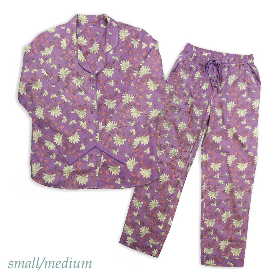 Peace of Mind Lavender mix floral print luxury eco pyjamas