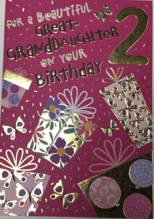 Great Granddaughter 2nd Birthday Card - Words 'n' Wishes