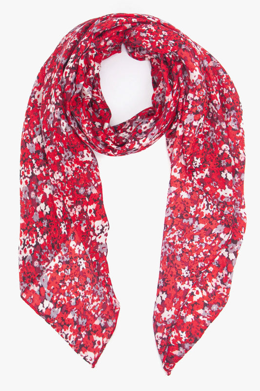 Meera Lightweight Scarf - Red, Floral