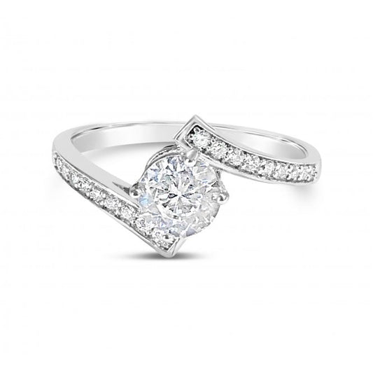 Park Lane Rhodium Plated Twisted Ring with cubic zirconia stones.