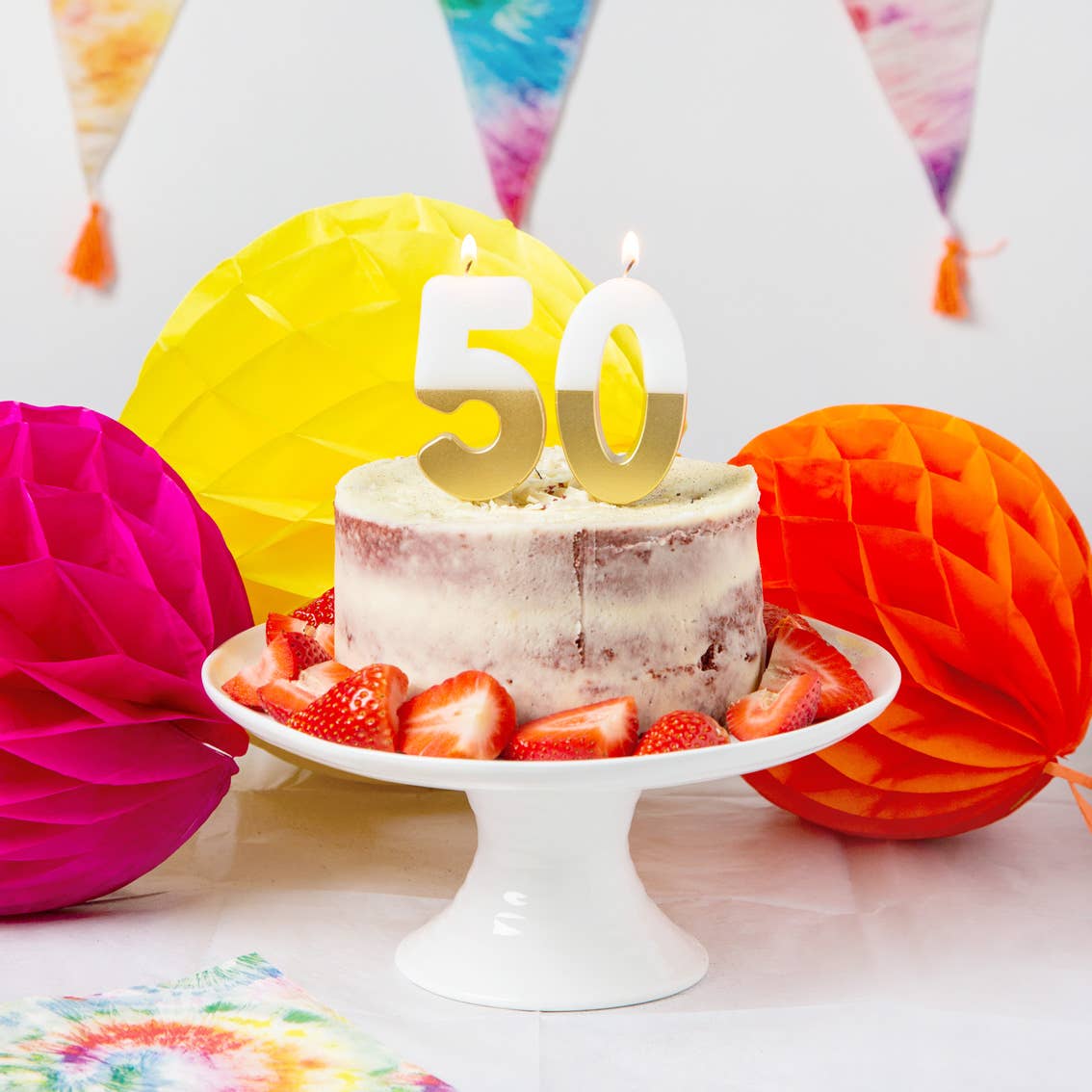 White & Gold Number Birthday Candles Set| 0-9 | 30 Pack |