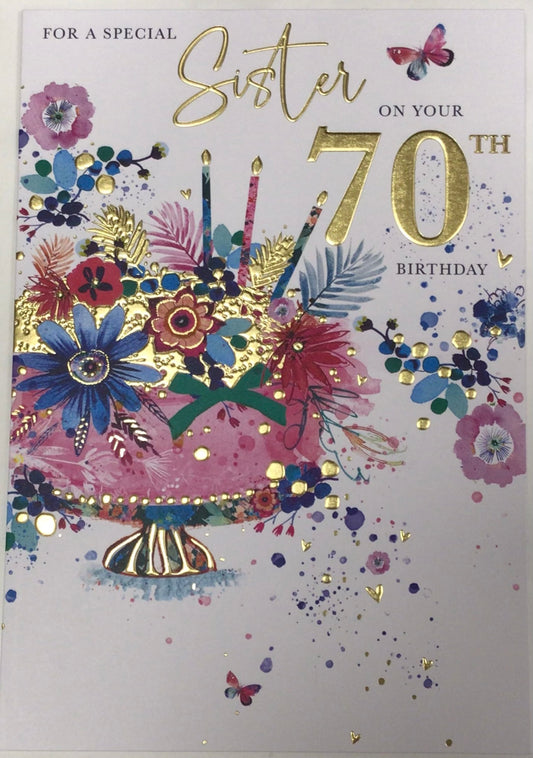 Sister 70th Birthday Card - Words 'n' Wishes