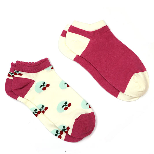 Magenta mix cherry trainer socks duo