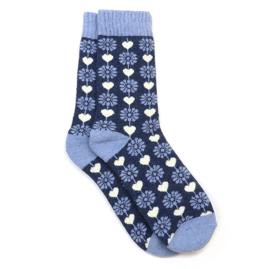 Blue mix flower and heart socks