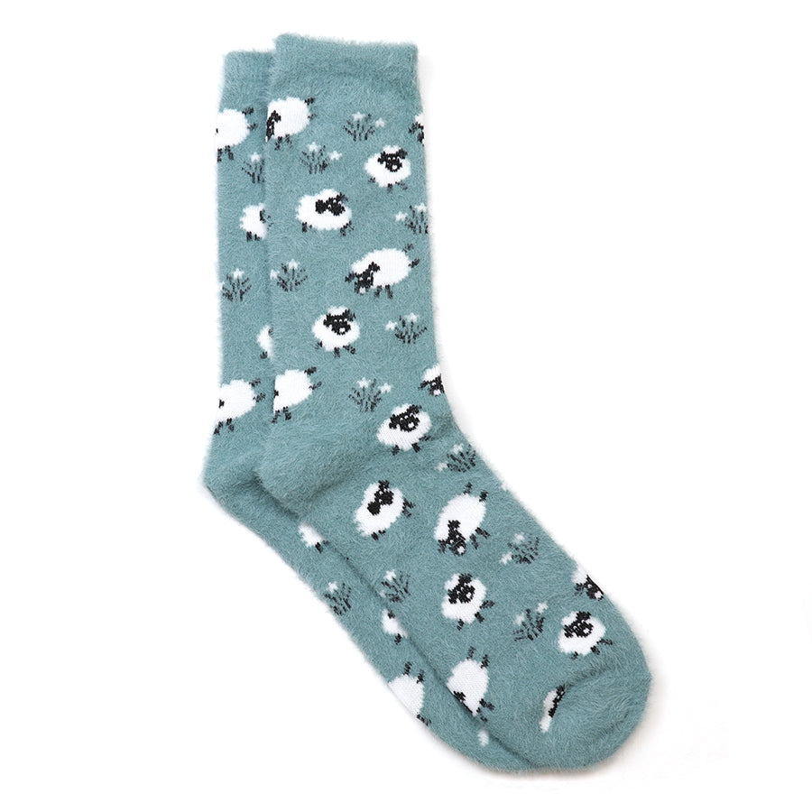 Dusky blue fluffy sheep socks
