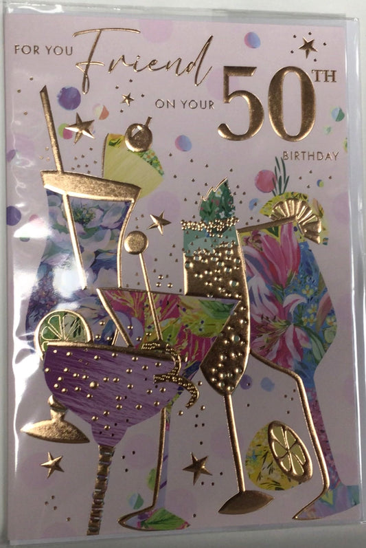 Age 50 Friend Birthday Card - Words 'n' Wishes