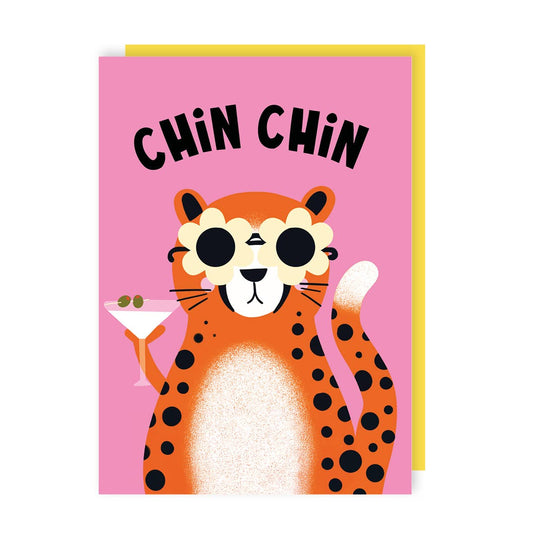 Chin Chin Leopard Birthday Card