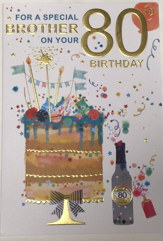 Brother 80th Birthday Card - Words 'n' Wishes