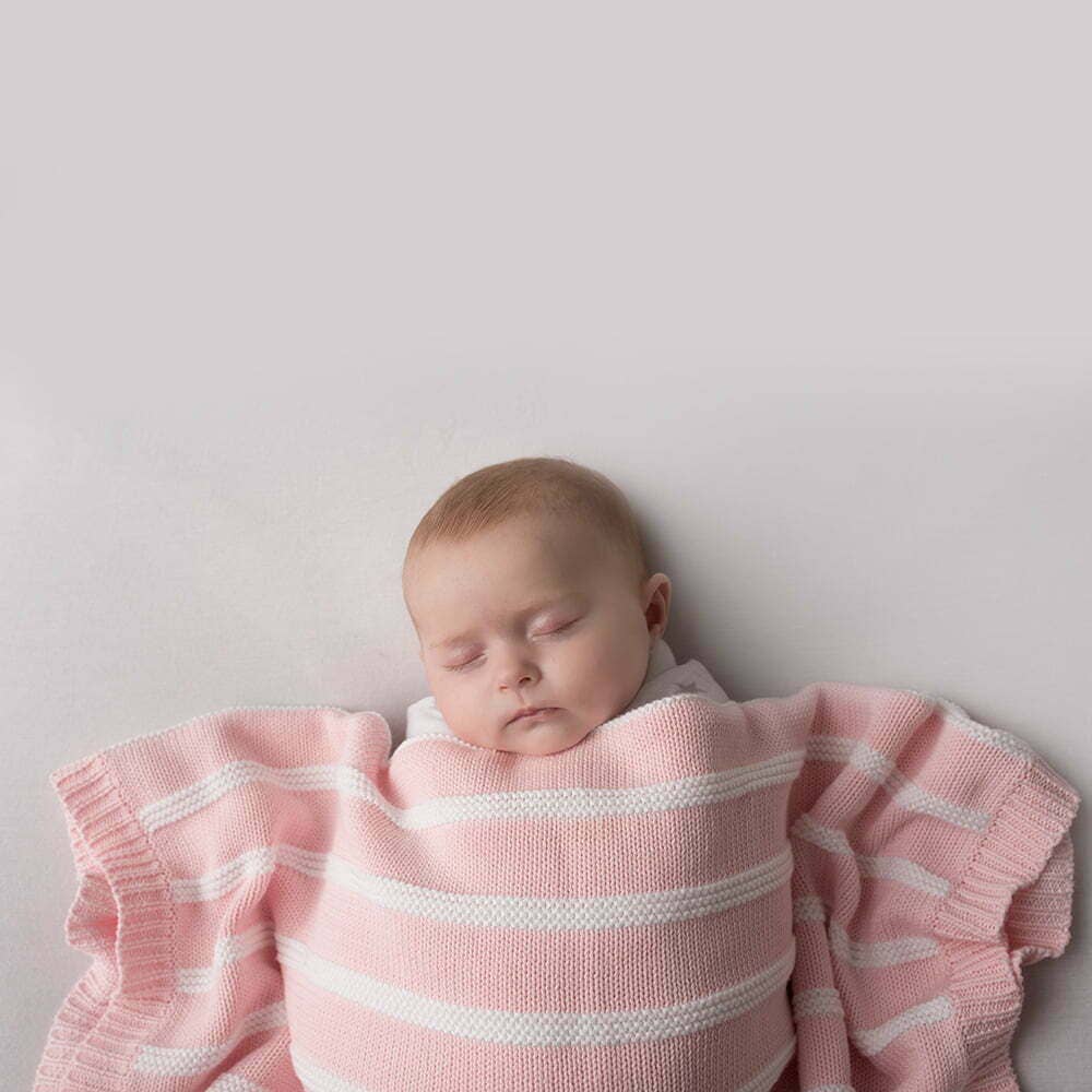 Pink and White Striped Baby Blanket