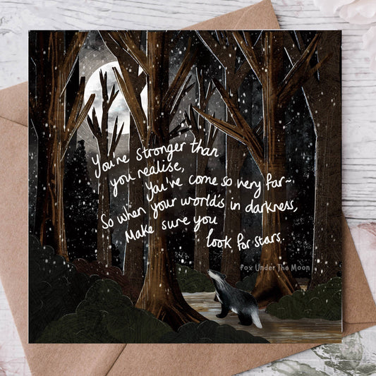 'Look For Stars' - Greeting Card by Fox Under The Moon