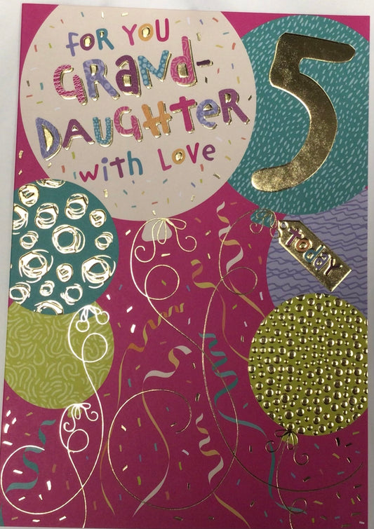 Granddaughter 5th Birthday Card - Words 'n' Wishes