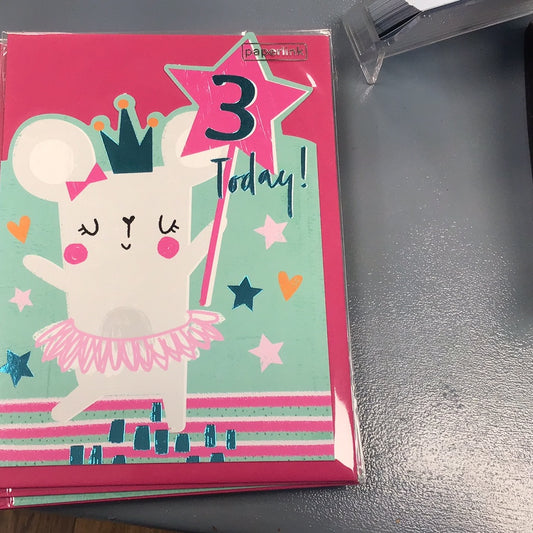 3rd Birthday Card - Paperlink - rainbow sherbet