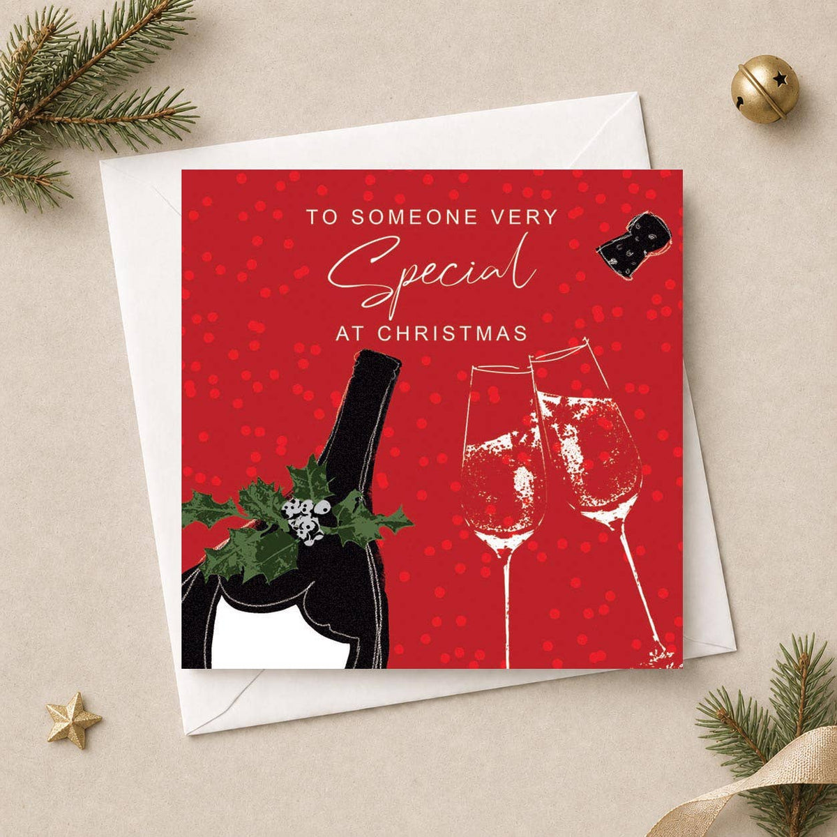 Someone Special Christmas Card - Champagne Bottle & Glasses