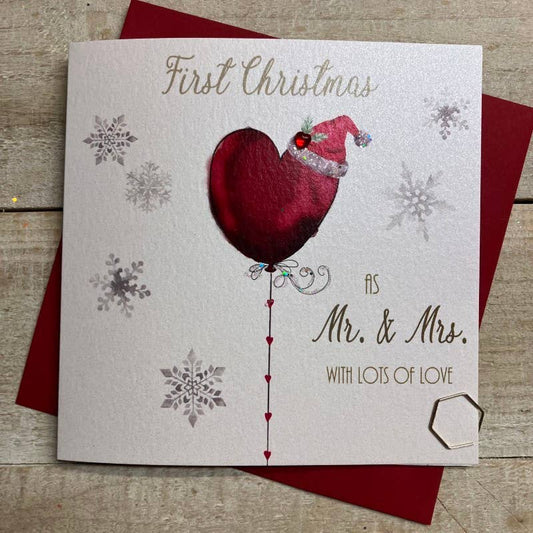 1st Xmas As Mr & Mrs Christmas Card - White Cotton Cards