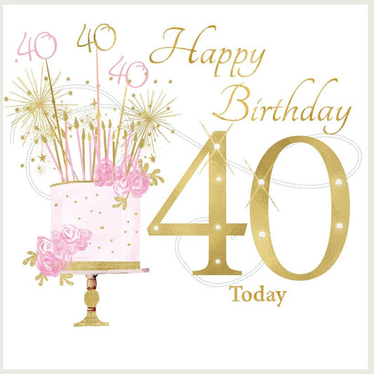 Age 40 Birthday Card - Pink