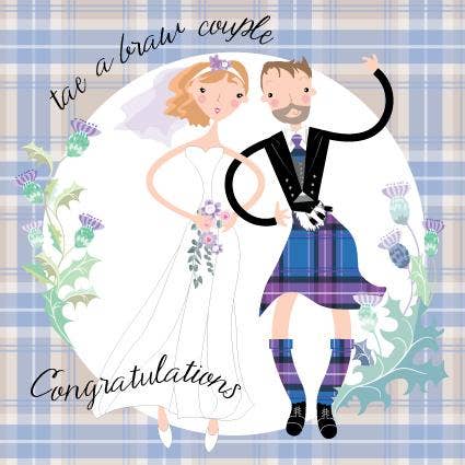 Wedding Couple Tartan Border