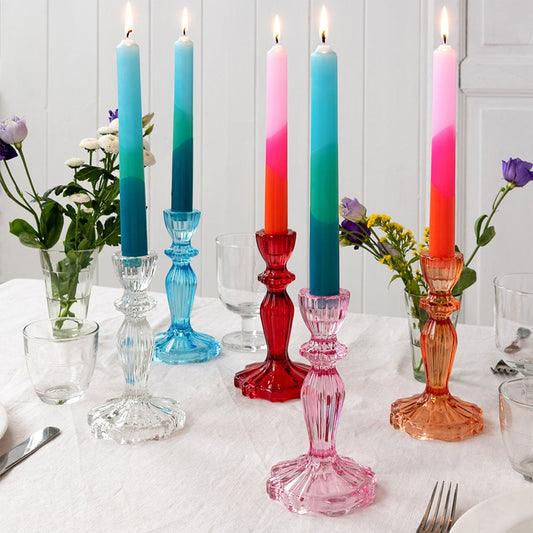 Tall glass candle holder