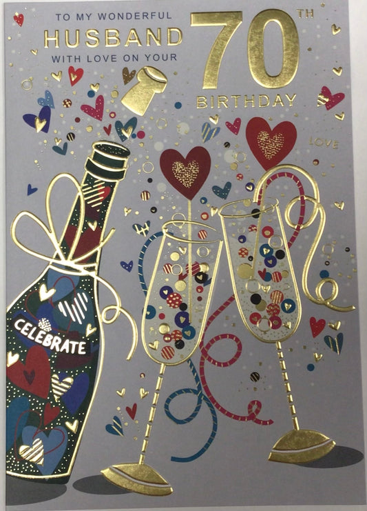 Husband 70th Birthday Card - Words 'n' Wishes