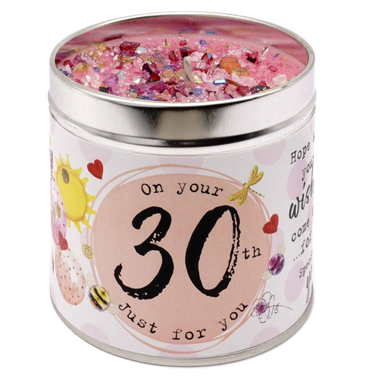 Happy 30th Birthday Scented Candle - Best Kept Secrets. Available at Sweet P, Burnside, Glasgow