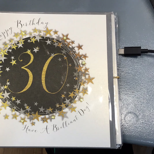 30th Birthday Card - WJB - paper diamond bijou