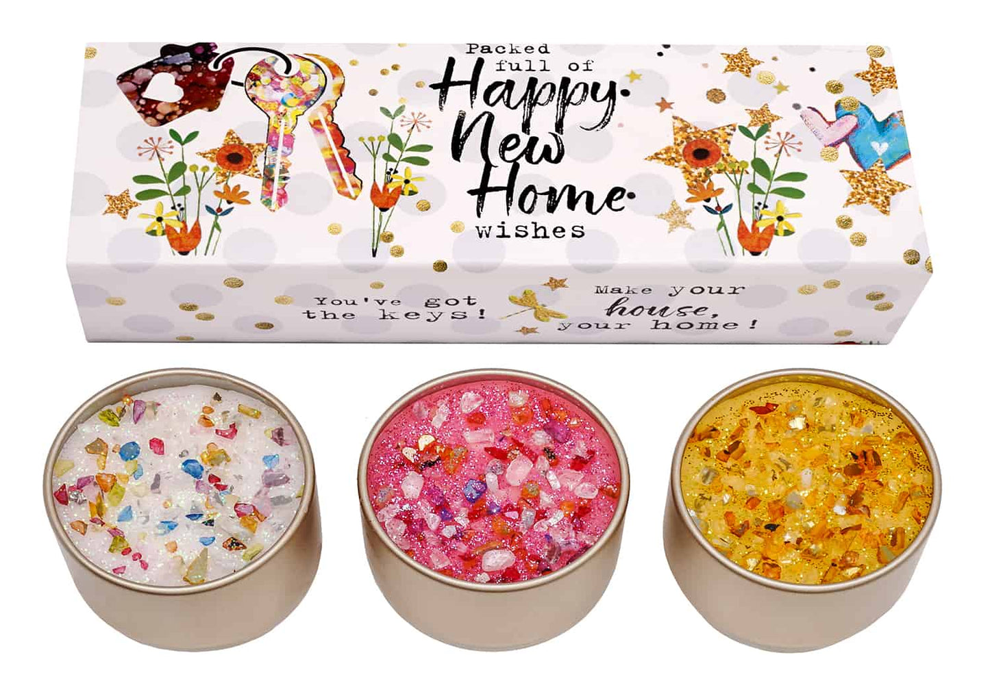 Luxury Scented Candle Gift Set – New Home | 3 Sparkly Candles | 30hr Burn