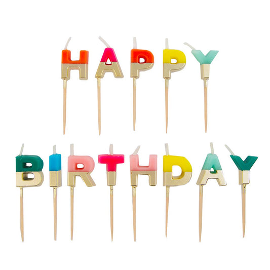 Rainbow 'Happy Birthday' Letter Candles