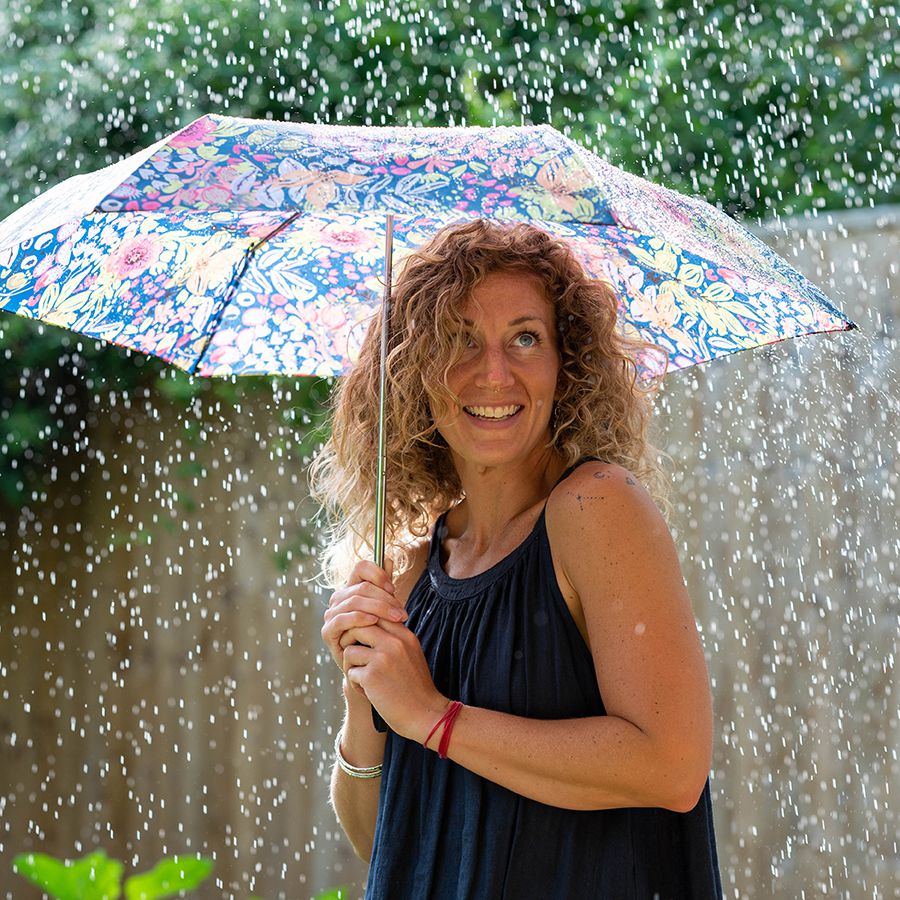 Peace Of Mind (POM) Recycled Flower Garden Print Umbrella. Available at Sweet P, Burnside, Glasgow