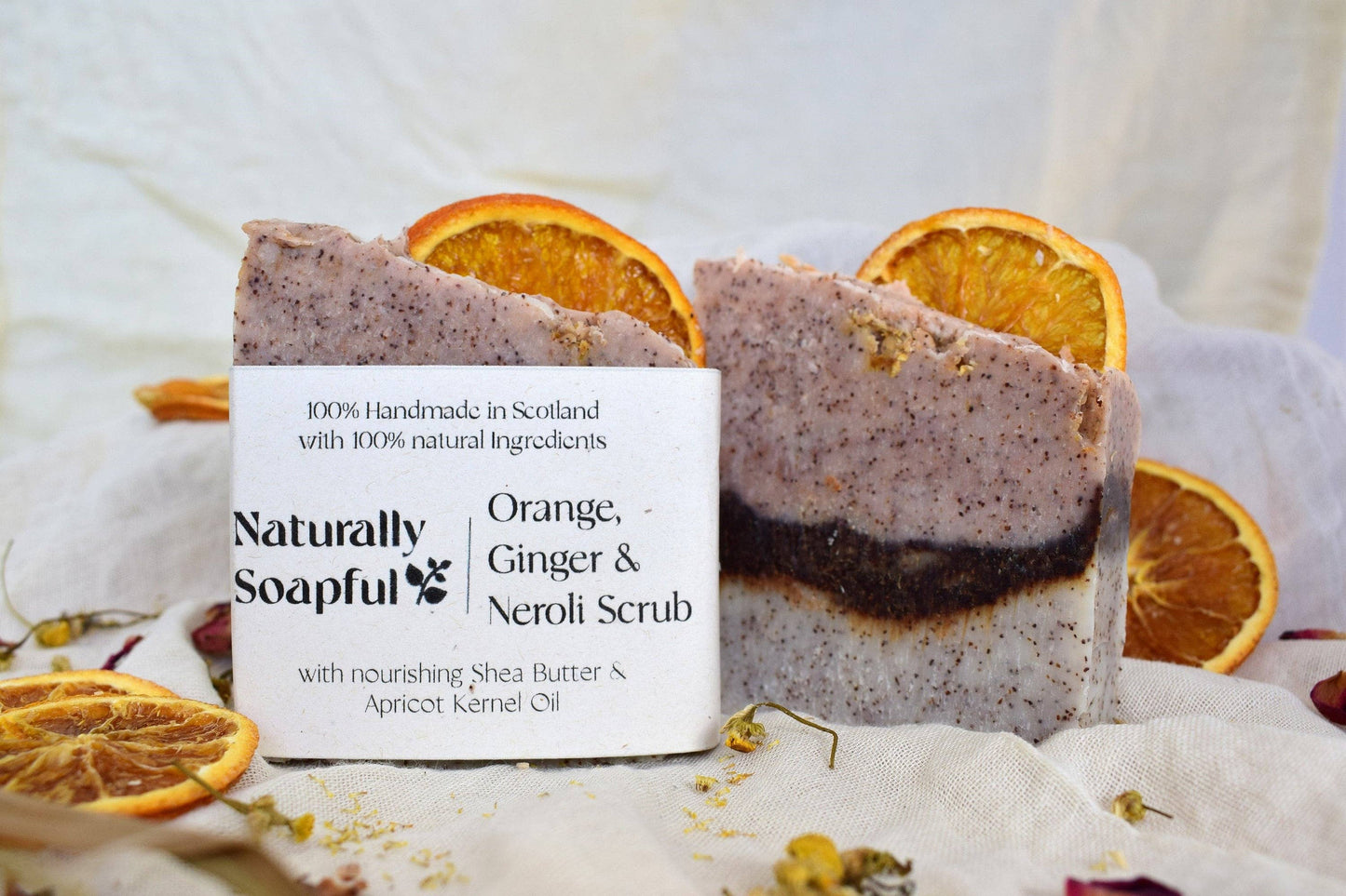 Naturally Soapful Orange, Ginger & Neroli Scrub Solid Soap Bar, Handmade Soap