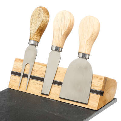 Slate Cheese Set +3 Wood Knives