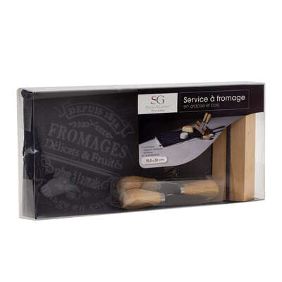 Slate Cheese Set +3 Wood Knives