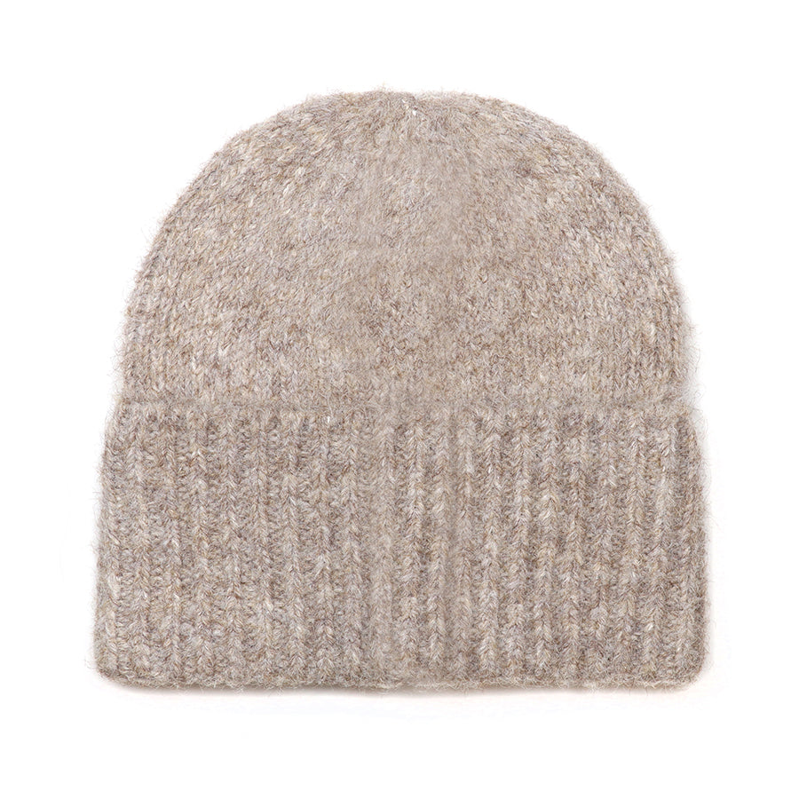 Ashleigh oatmeal marl knit beanie hat
