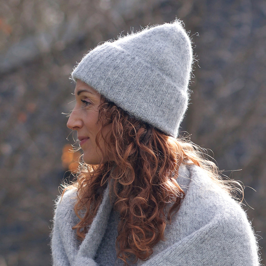 Ashleigh grey marl knit beanie hat