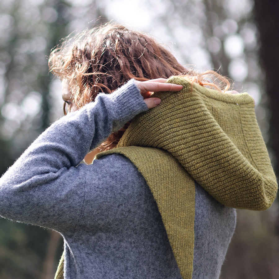 Hermione chartreuse cosy hood/bonnet