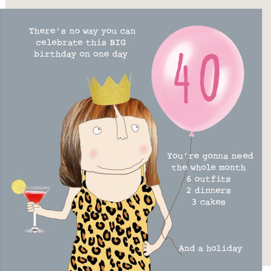 40th Age Birthday Card - Rosie Made A thing