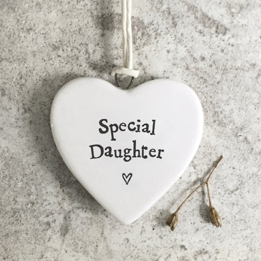 East of India Small Porcelain Heart-Special Daughter