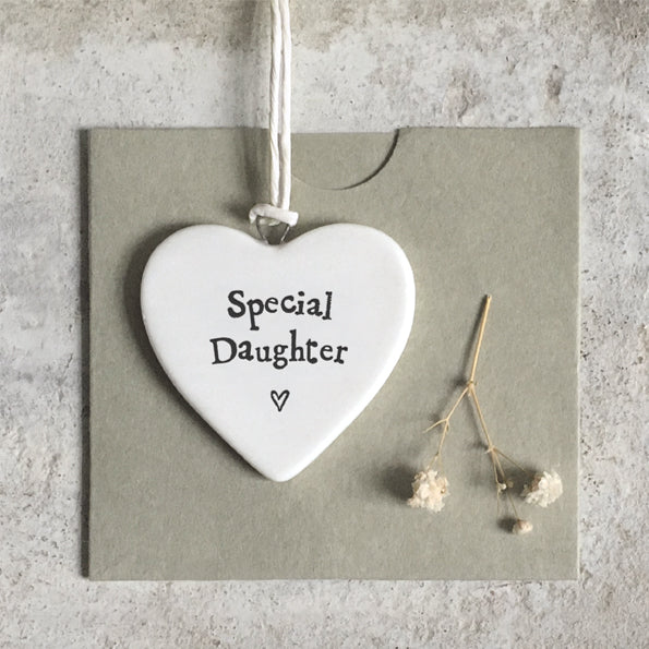 East of India Small Porcelain Heart-Special Daughter