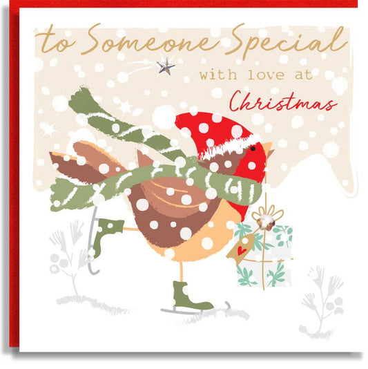 Someone Special Robin Snow Christmas Sequin Card Wholesale
