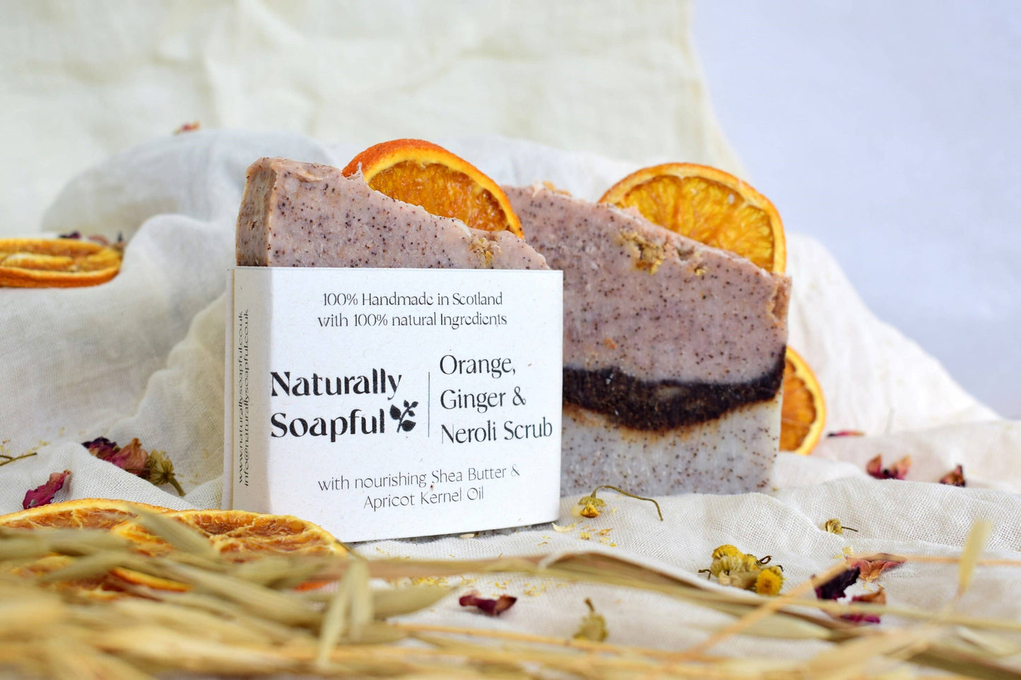 Naturally Soapful Orange, Ginger & Neroli Scrub Solid Soap Bar, Handmade Soap