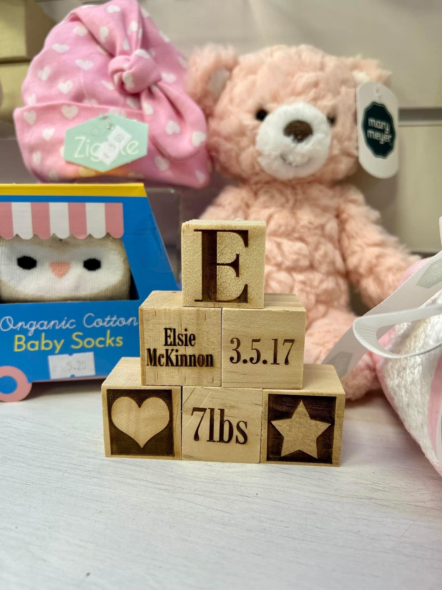 Personalised Baby Cubes Set | Custom Engraved with Name, Birth Date & Designs