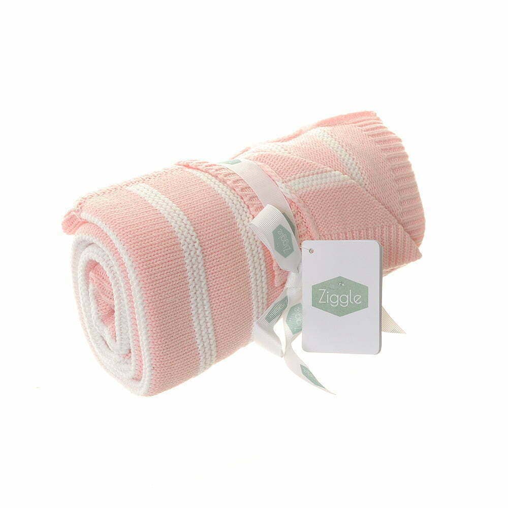 Pink and White Striped Baby Blanket