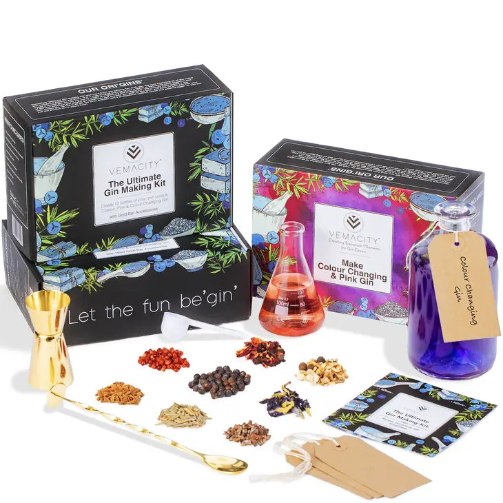 Vemacity Ultimate Gin Making Kit with Gold Bar Accessories