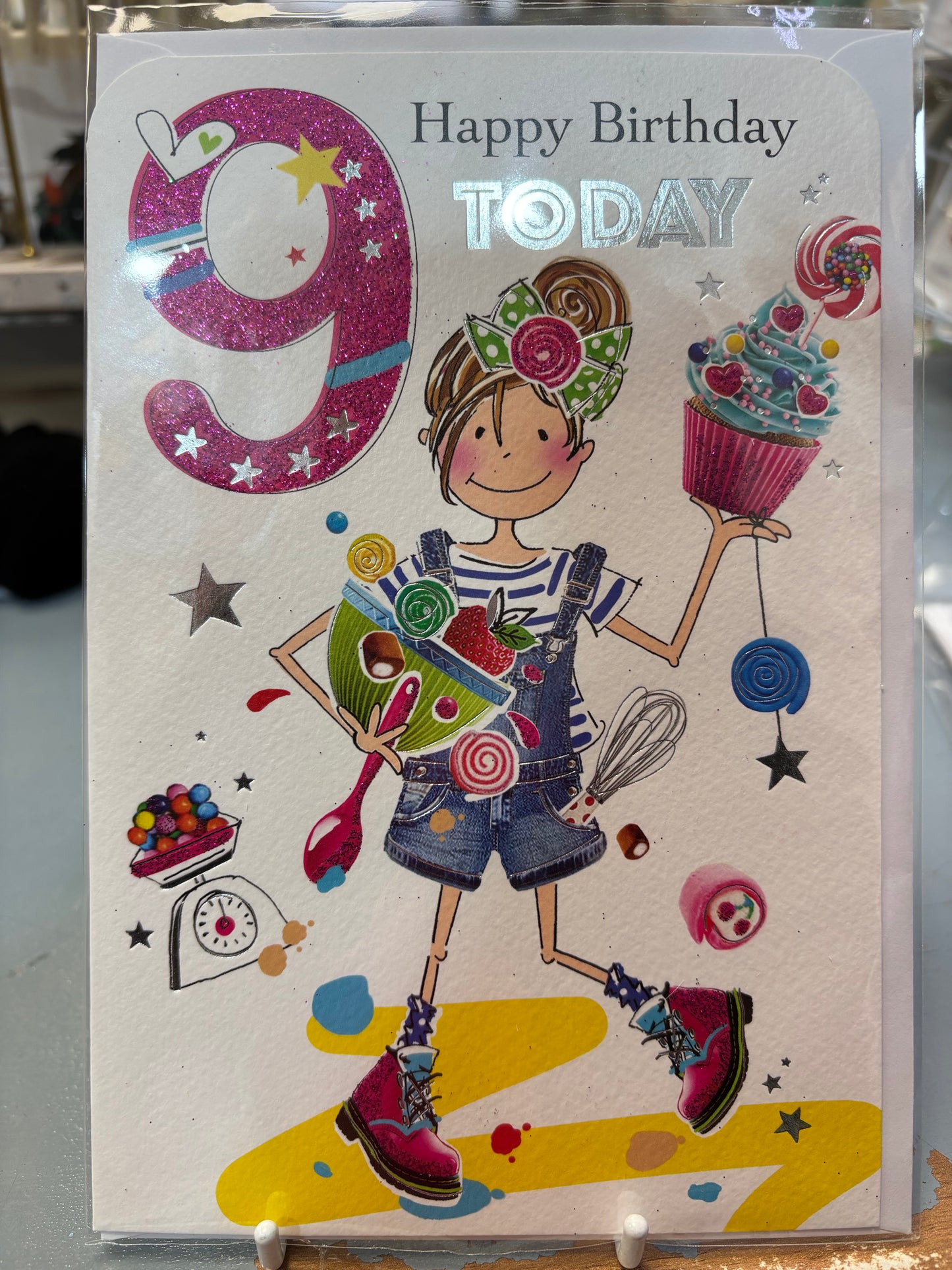 Girl Age 9 Birthday Card - JJ