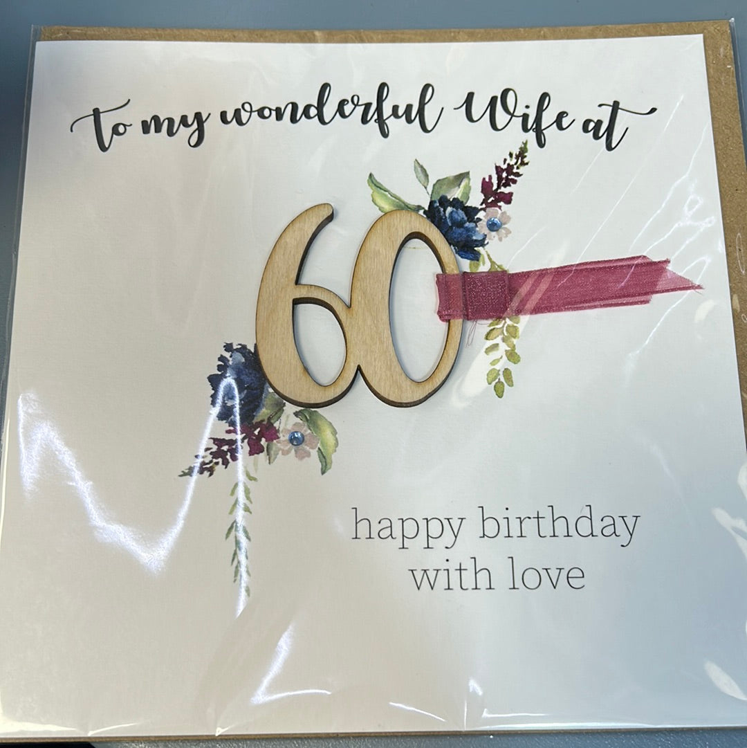 Wife 60 Birthday Card - Tracey Russell