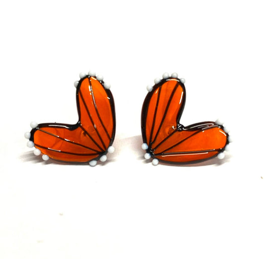 Handmade Butterfly Wing Stud Earrings, Satsuma