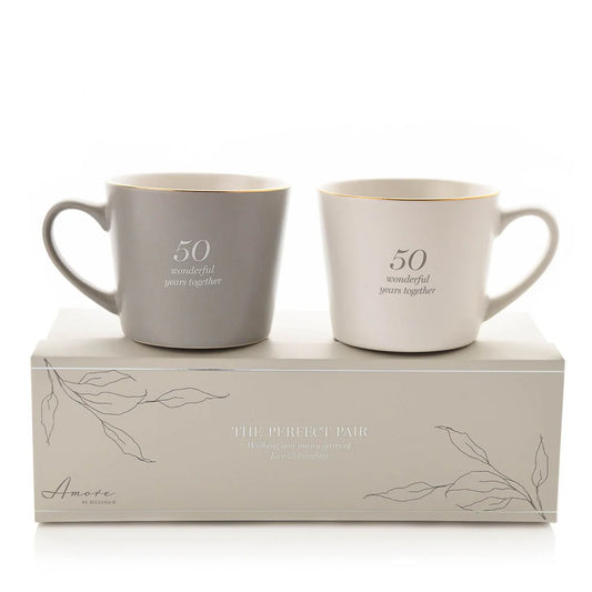50th Golden Wedding Anniversary Mug Set