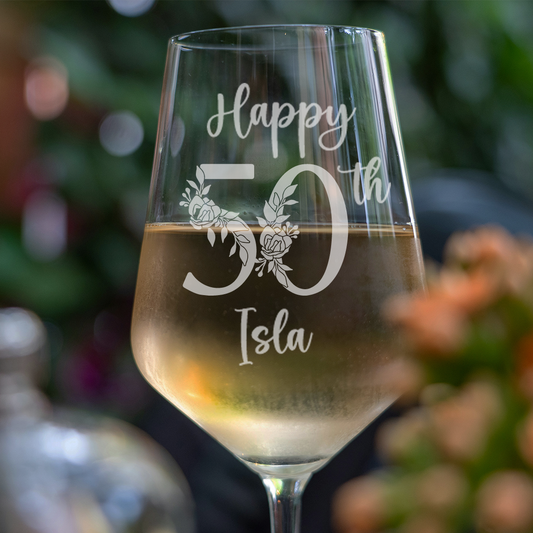 Personalised Engraved Birthday Wine Glass | Custom Name & Age