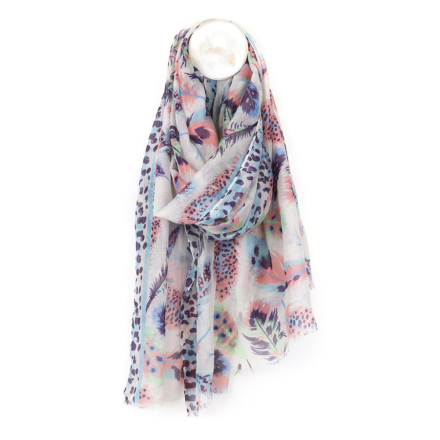 Pastel mix feather print scarf