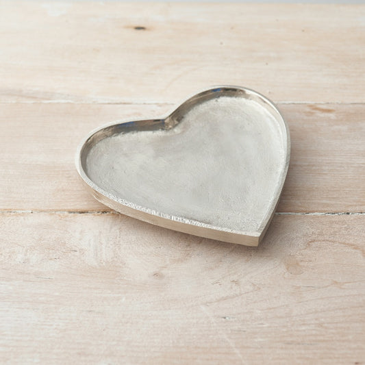 Distressed Silver Heart Plate Ornament